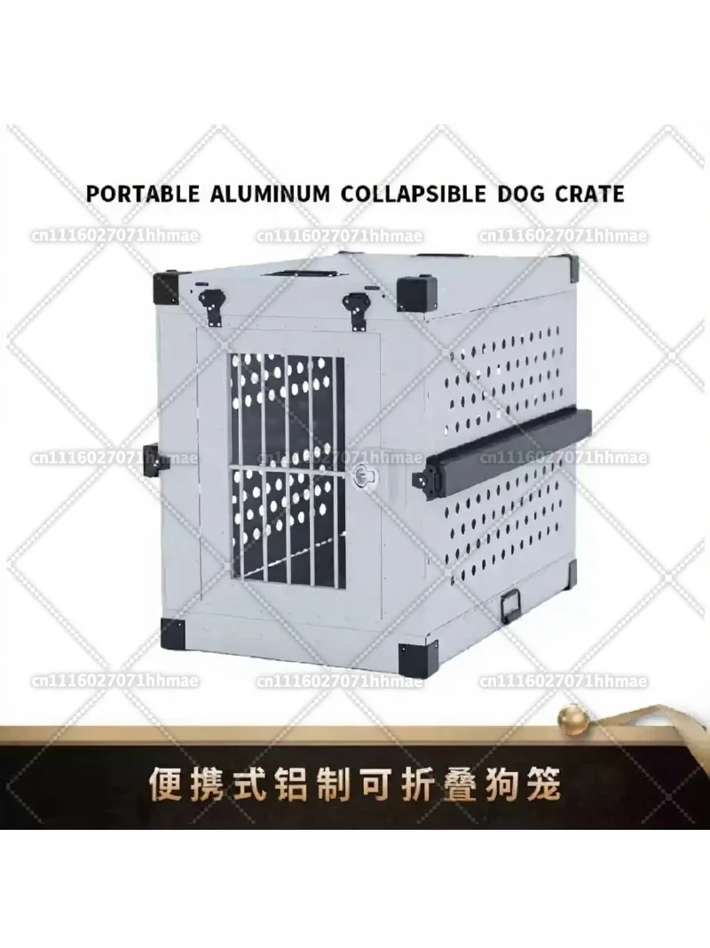 Heavy Duty Fully Collapsible Dog Crate Aluminium Alloy Medium and Large Dog Crate Folding Pet Car Crate Camping Travel IATA