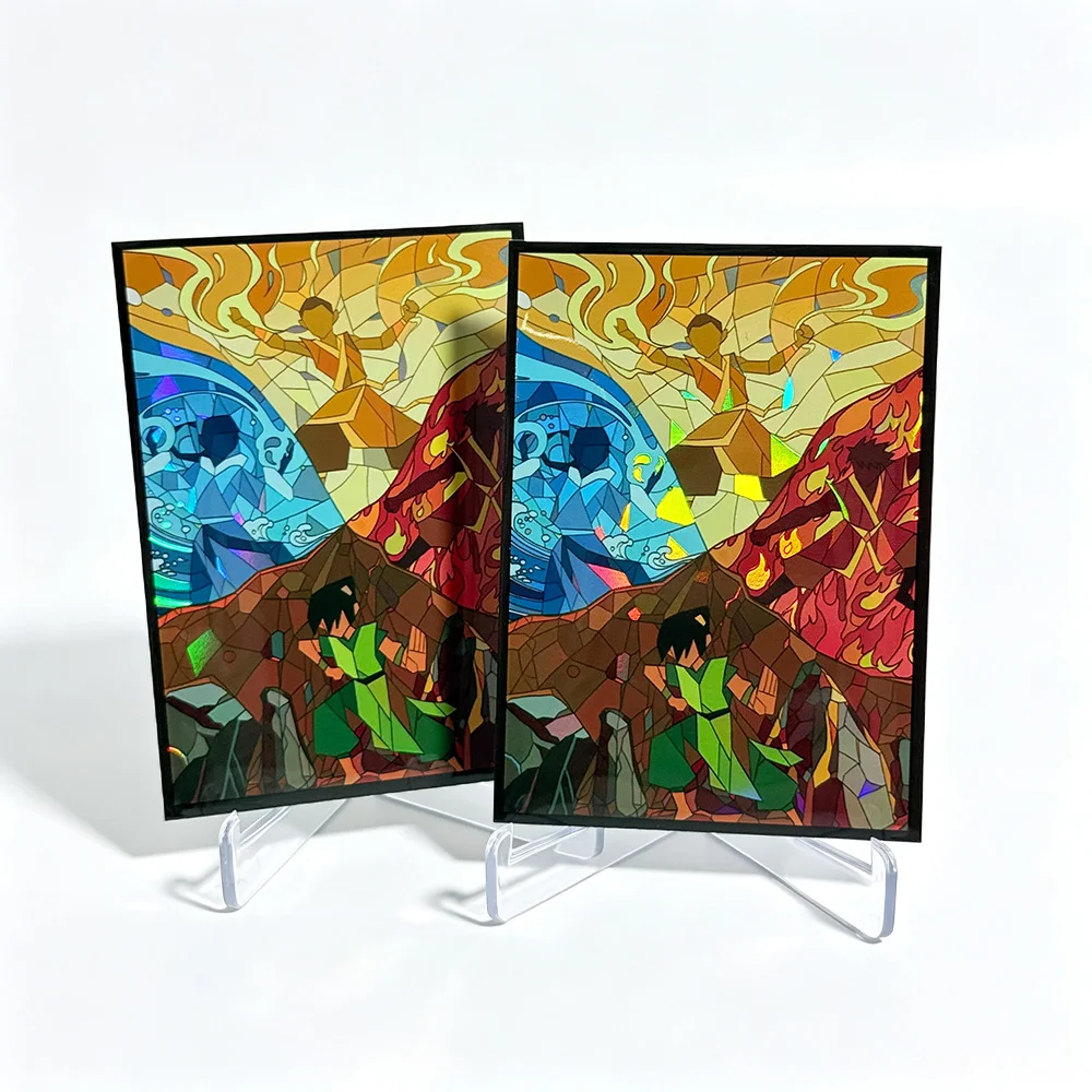 60PCS 66x91mm Holographic Anime Card Sleeves Standard Size Card Protector Sleeves for MTG TCG Board Game Trading Cards