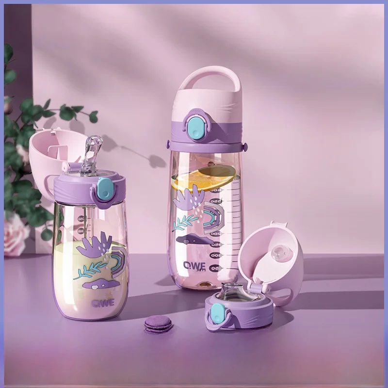 Vaso Infantil Moderno y Simple de Tritán con Pajita, Botella de Agua para la Escuela y Actividades al Aire Libre, de Alta Estética, para el Hogar, Uso Especial de Verano