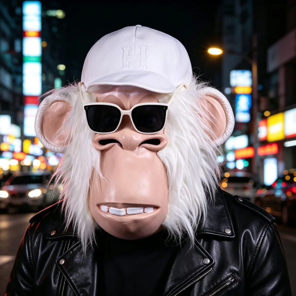 Novelty Cool Monkey Latex Mask with Cap and Sunglasses for Halloween Cosplay Themed Parties and Prank Events Monkey Animal Props