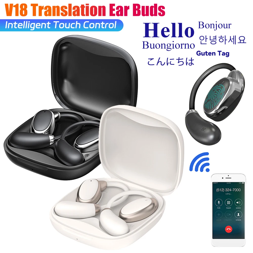 V18 languages translator 138 Languages Interpreter BT5.4 98% Accuracy Translation Earphone AI Smart Voice Headphones Translators