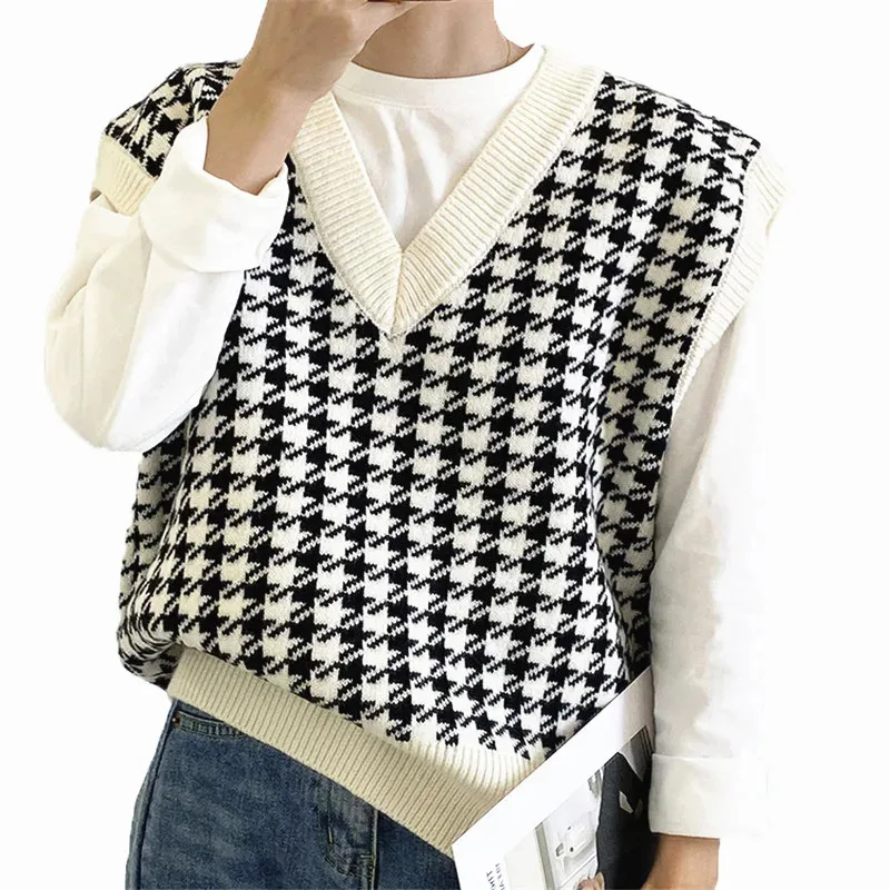 

Women Knitted Tank Top Summer Fall Loose Sweater Short Sleeveless Solid Spring Autumn Sweaters Pullovers