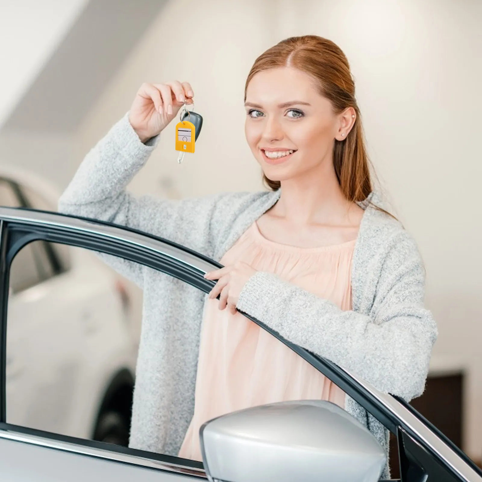 

50Pcs Key Chain Label Key Tags with Split Ring Heavy Duty Reusable Id Label Tag for Luggage Hotel Dorm Gym Sauna Keys Bags Name