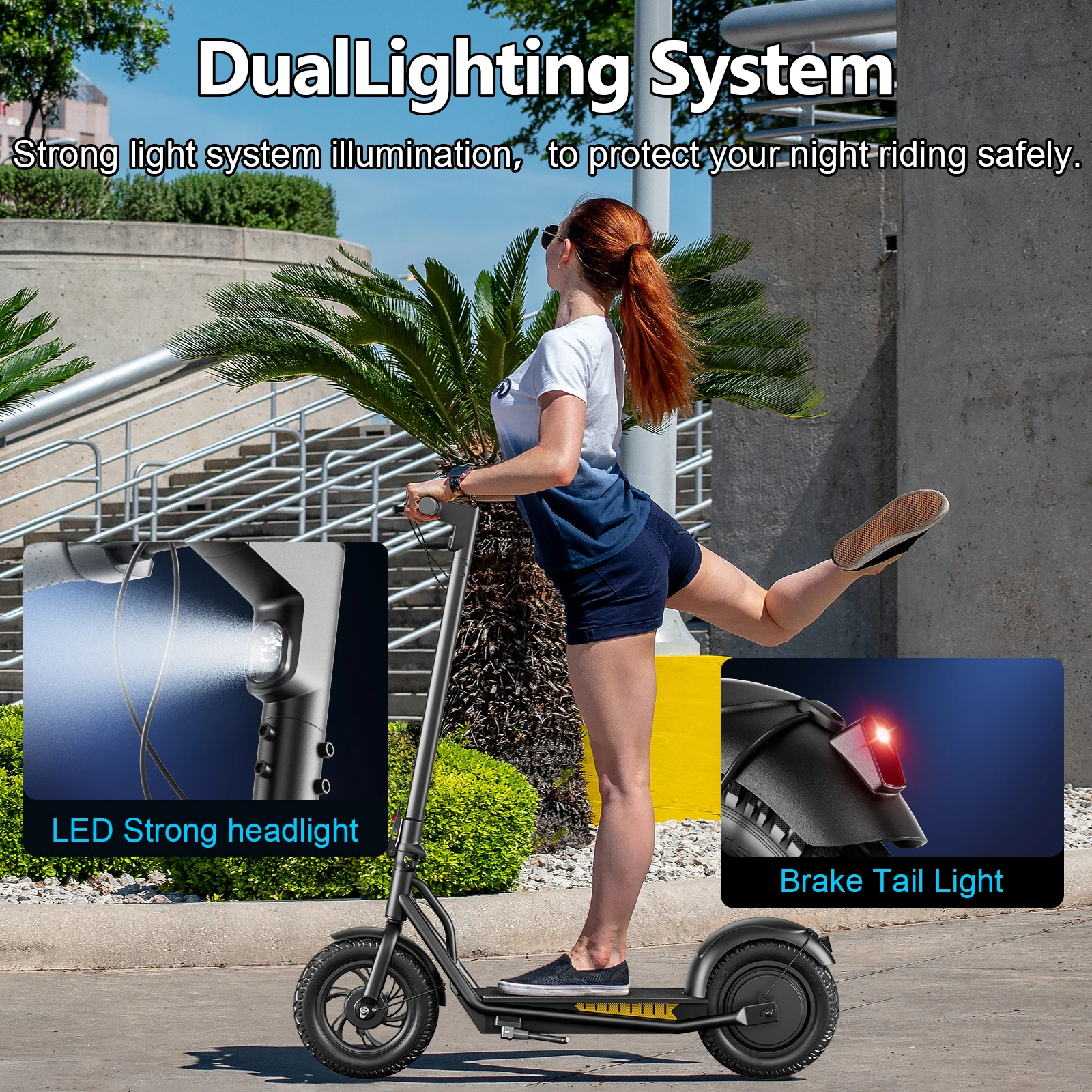 A19 12 Inch Adult Electric Scooter 500W 36V15Ah Foldable E Scooter Max Speed 35km/h 50-60KM Long Range Air Tire Commuter Scooter view 7