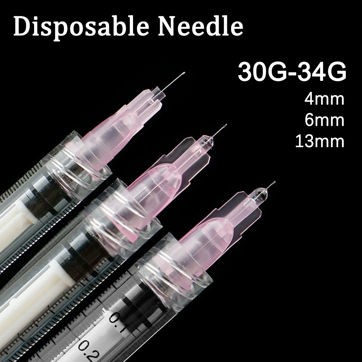 

100pcs/Box 30G 31G 32G 34G Transparent Syringe Injection Painless Needle 4mm 6mm 13mm Ultrafine Stainless Steel Tattoo Needles