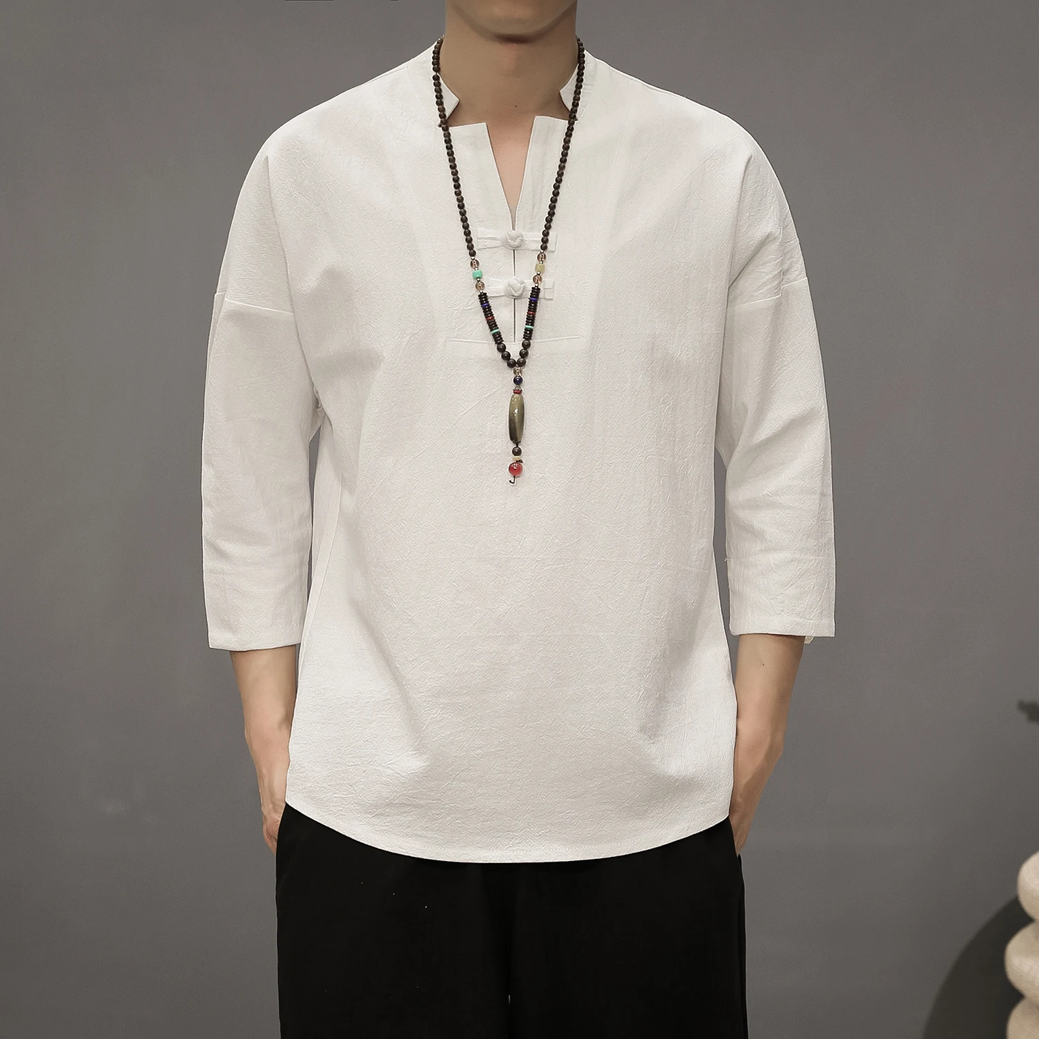 

Lay Buddhist Meditation Zen Clothes For Mens Cotton Line Chinoiserie Ethno Clothing Buckle Shanghai Blue Top Tangzhuang Shirts