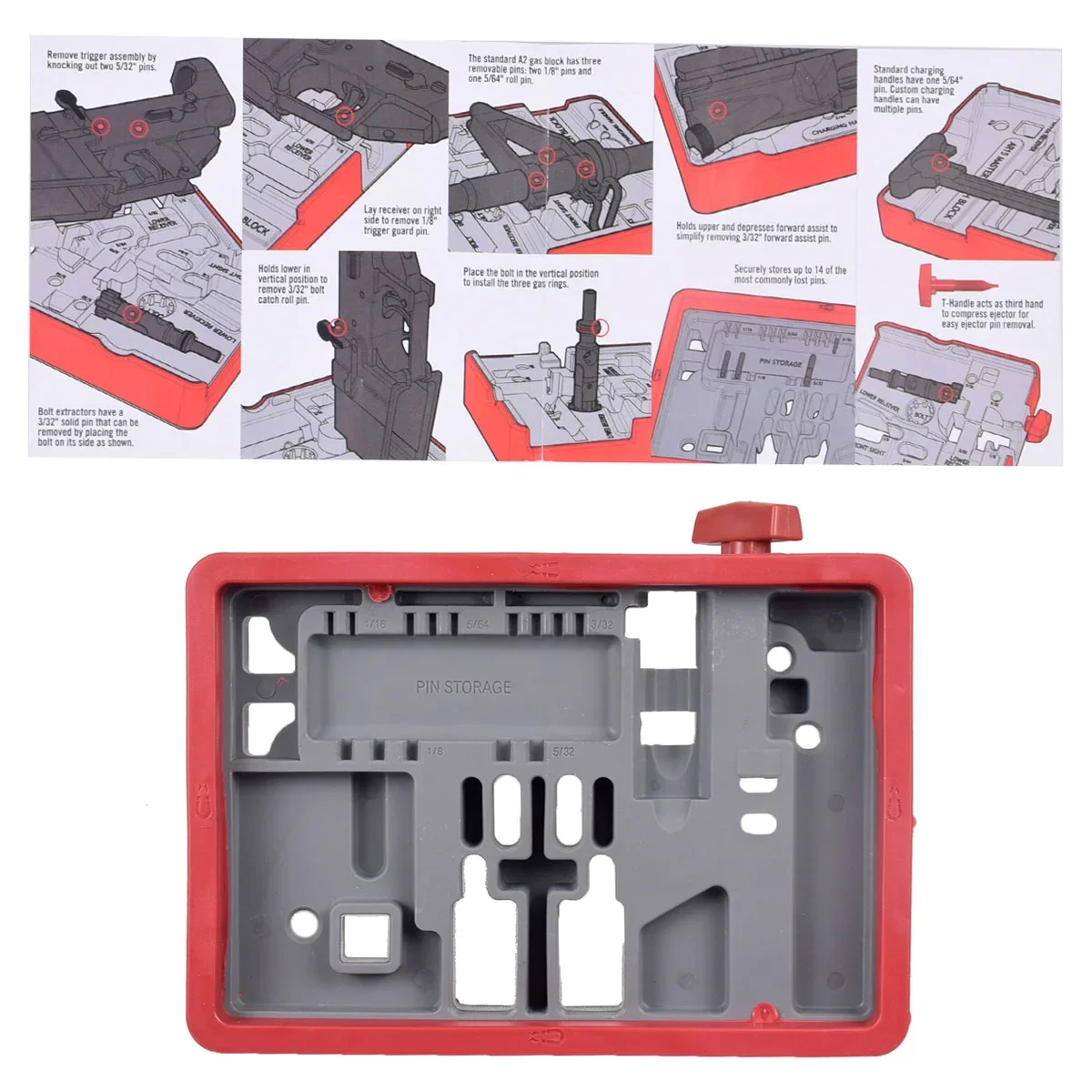 

ABS Master Bench Block With Strong Magnets For AR15 Holds 5 Key AR15 Components For 13 Different Pins For Gunsmith Tools