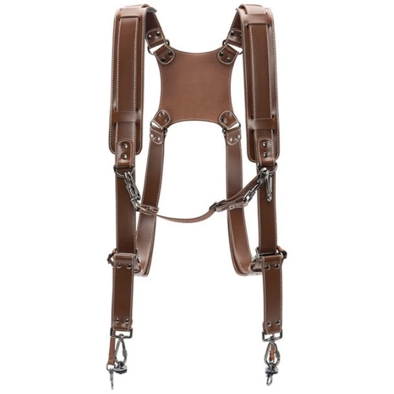 B29C-Leather Camera Chest Rig Double Camera Harness Quick-Release Buckles Universal Camera Carrier Strap For Photographers
