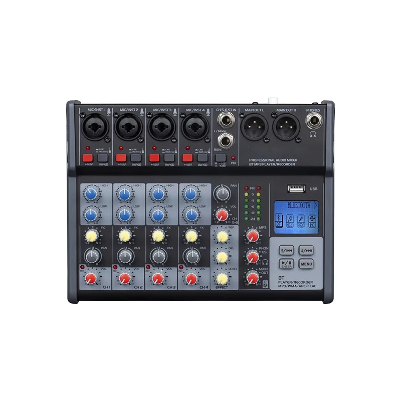 Professional Audio Rayco PE 6 Portable Lightweight 100-240V Power Mixer USB XLR Microphone Jack for Recording DJ Stage Karaoke