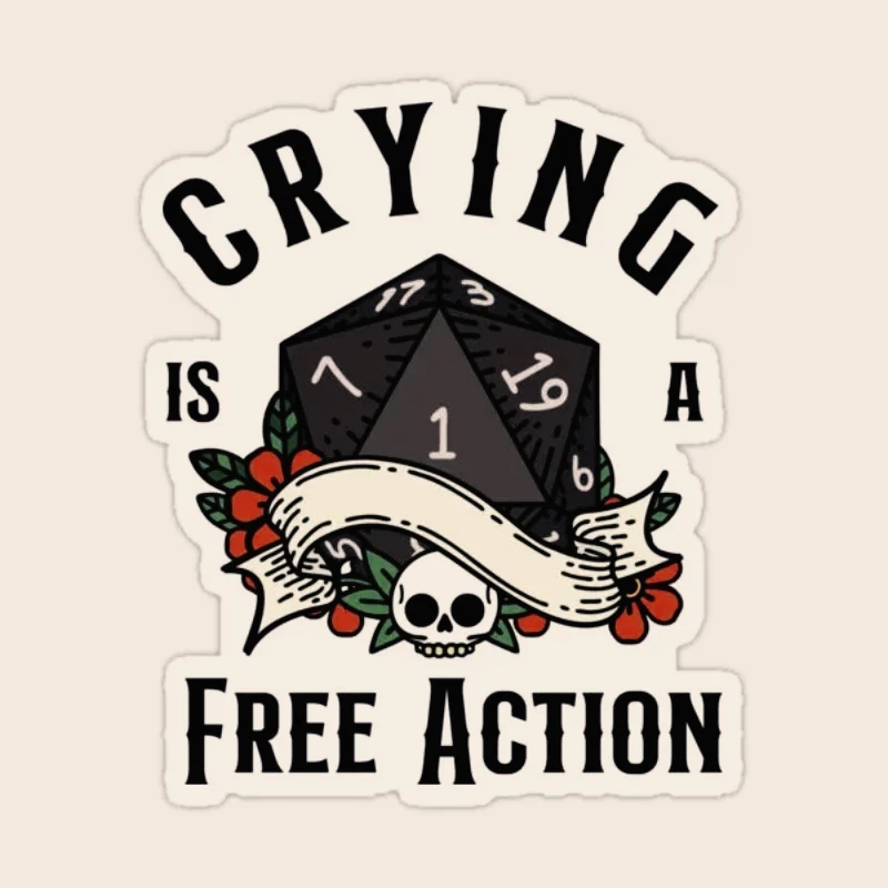 

Dnd Rpg Funny Critical Failure Crying Stickers for Wall Cute Bumper Stickers Window Laptop Kid Water Bottles Cartoon15CM PVC KK