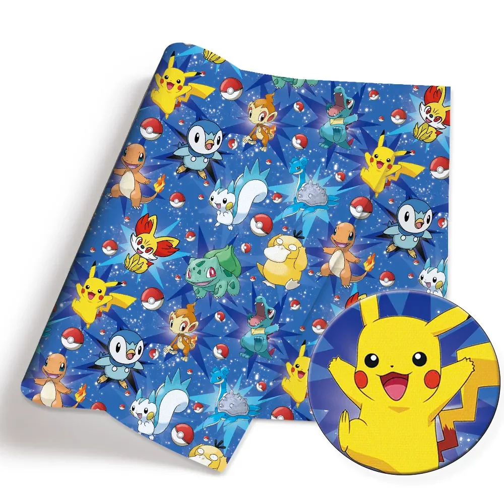 Pokemon Cartoon Fabric140*50cm Handmade Sewing Patchwork Quilting Baby Dress Home Sheet Printed Fabric Fabric Sewing Kids