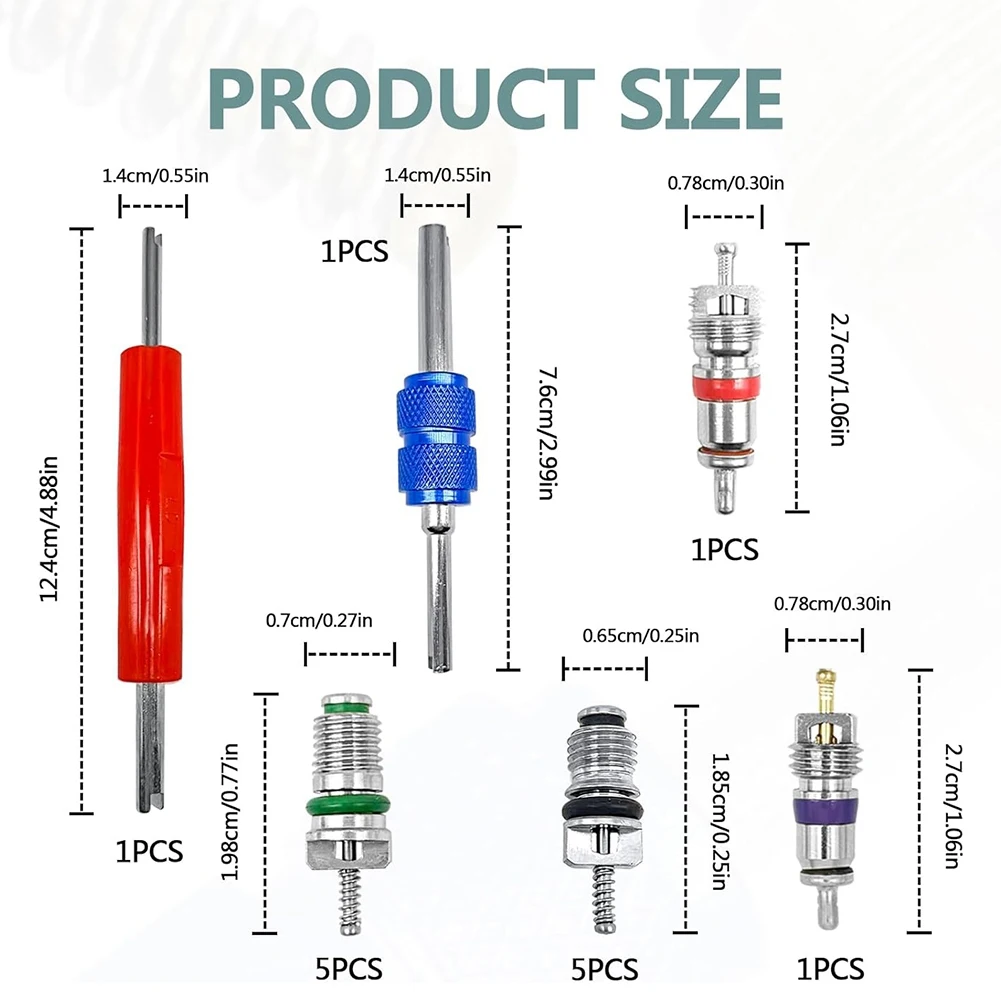 102 Stuks Airconditioning Ventiel Klep Cores A/C R12 R134a Accessoires Kit, Ventiel Cores Reparatie Tool ortment