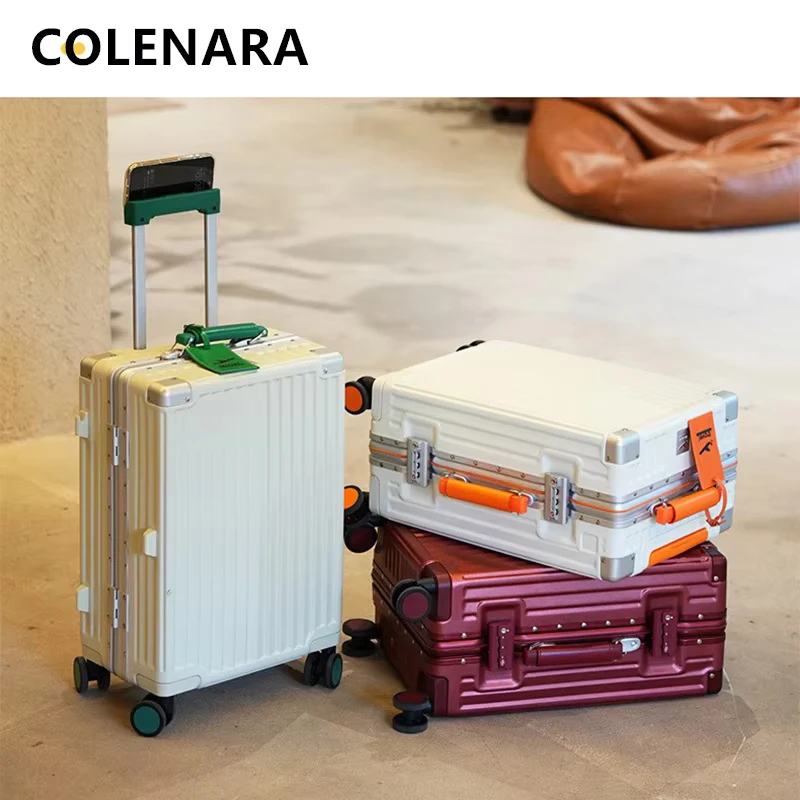 COLENARA PC スーツケース 新しい 20 インチ搭乗ボックス 24 インチ 26 インチ 28 インチ大容量アルミフレームトロリーケース多機能荷物