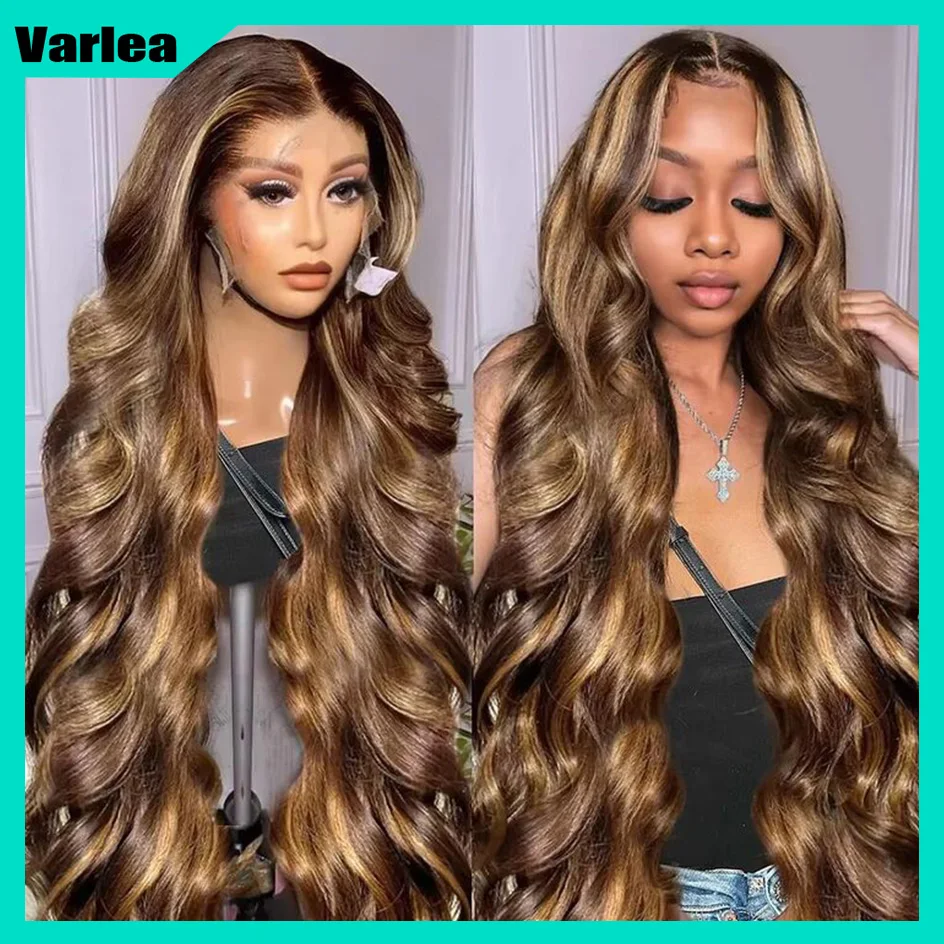 Varlea Body Wave Lace Front Wig 13x6 13x4 Lace Frontal Brown Highlights Lace Front Wigs Human Hair Honey Blonde Wig For Women