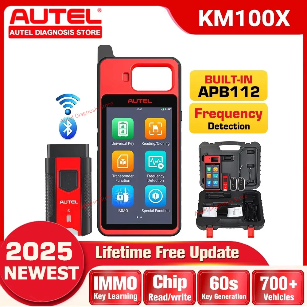 2025 Autel MaxiIM KM100X OBD IMMO Key Programming Tool Key Fob Programmer Key Creation, Chip Read/Write/Cloning, Built-in APB112