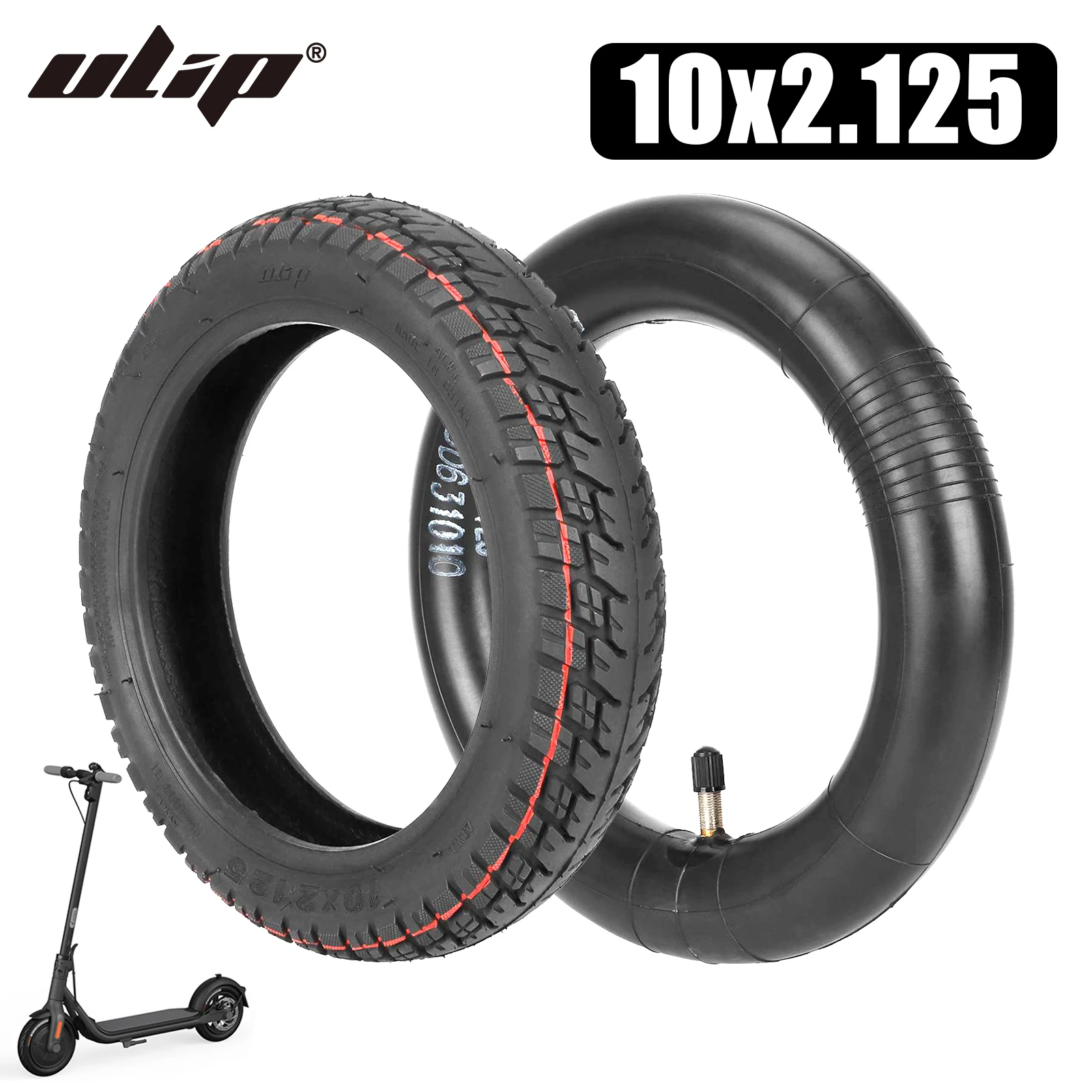 

Ulip 10Inch 10x2.125 Off Road Tire With 10x2.125 Inner Tube for Ninebot F20 F30 F40 E-Scooter 10*2.125 Anti-slip Thickened Tires