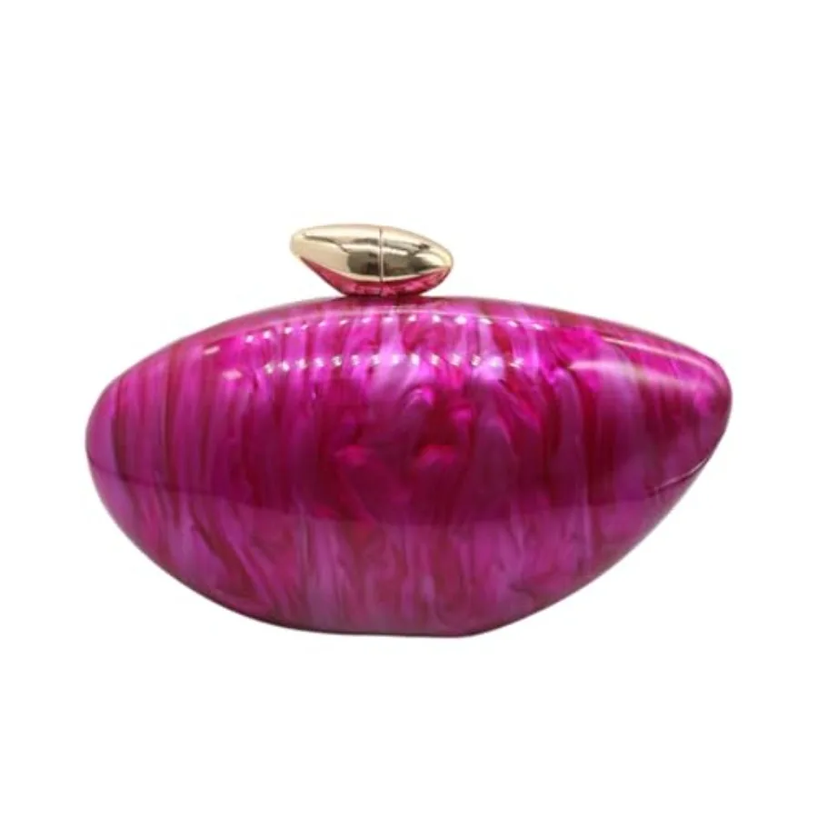 

Shell Shape Acrylic Clutch Trendy Metallic Acrylic Evening Bag Shiny Egg Purses and Handbags for Women Wedding Party