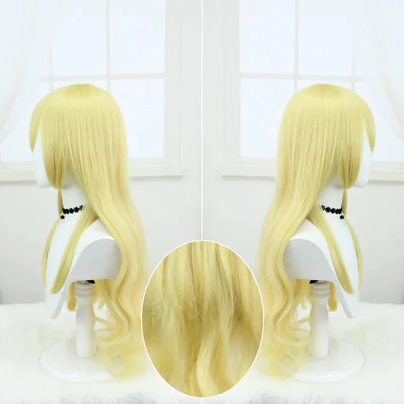 تأثيري جديد المعبود النشاط ستار قصر بيري كوس شعر مستعار ذهبي متوسط طويل مجعد شعر مستعار اكسسوارات التصميم