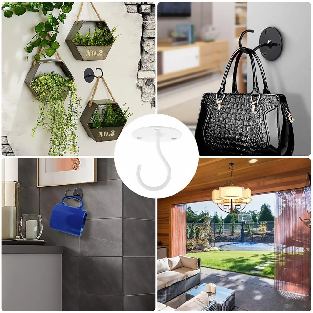 

3 Pcs Hooks Pot Hanger Planter Hanging Brackets Flower Basket Metal Baskets White Ceiling Hangers for Plants