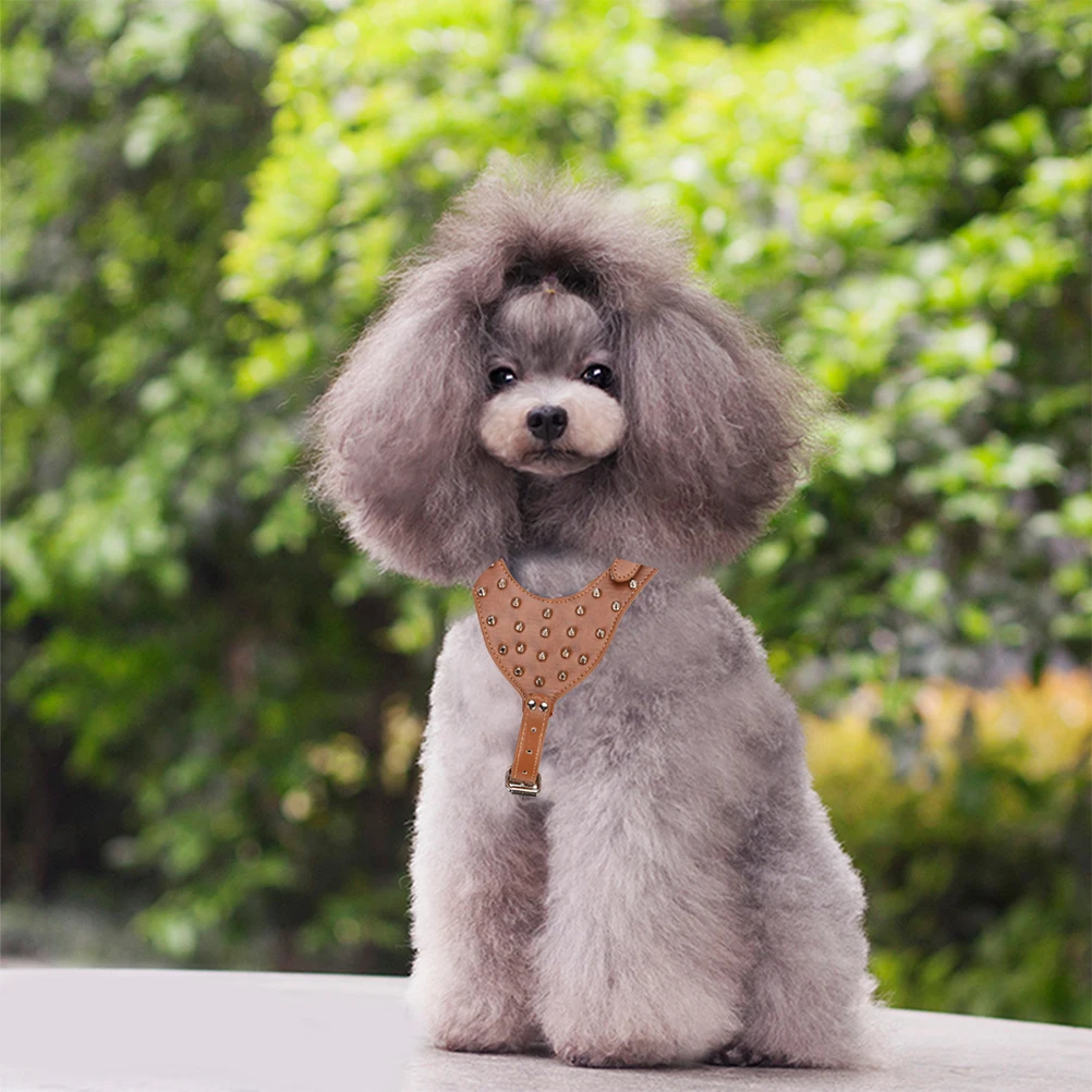 

Pet Round Tack Strap Harness for Small Dogs Supplies Puppy Adjustable Vest Decorative Light Brown