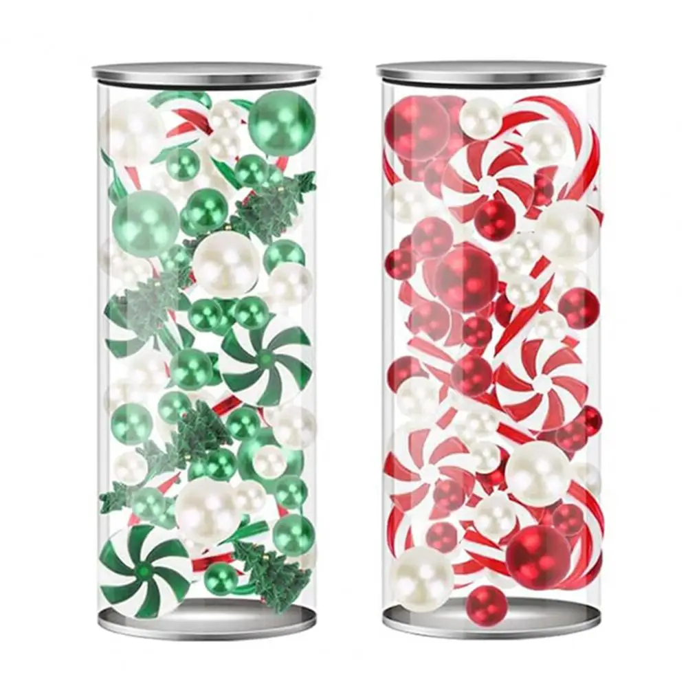 Enchimento De Vaso De Natal Conjunto Com Grânulos De Cana De Doces, Pérolas Do Falso, Decoração De Mesa De Casa, Decoração Do Partido