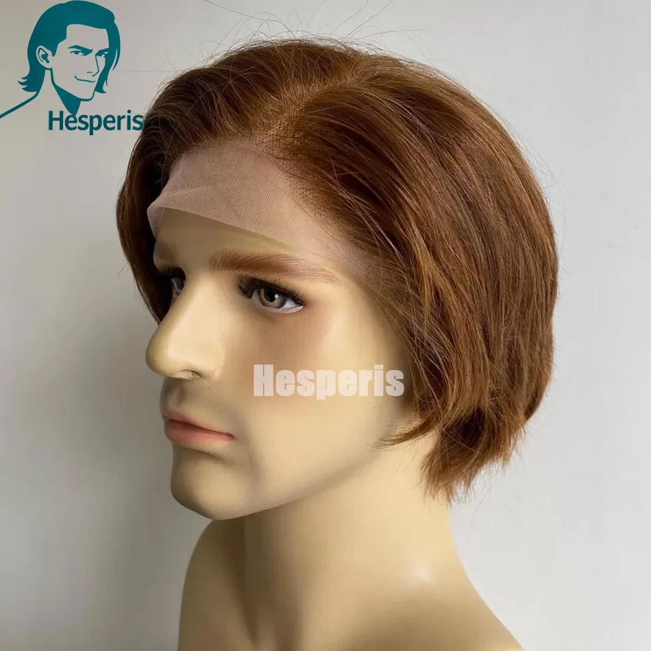 

Hesperis Мужской Коричневый Парик Человеческих Волос Парик Фронта Шнурка Для Мужчин Короткий Прямой Парик 13X6 Натуральная Линия Волос Парик Толстый Занавес Челка