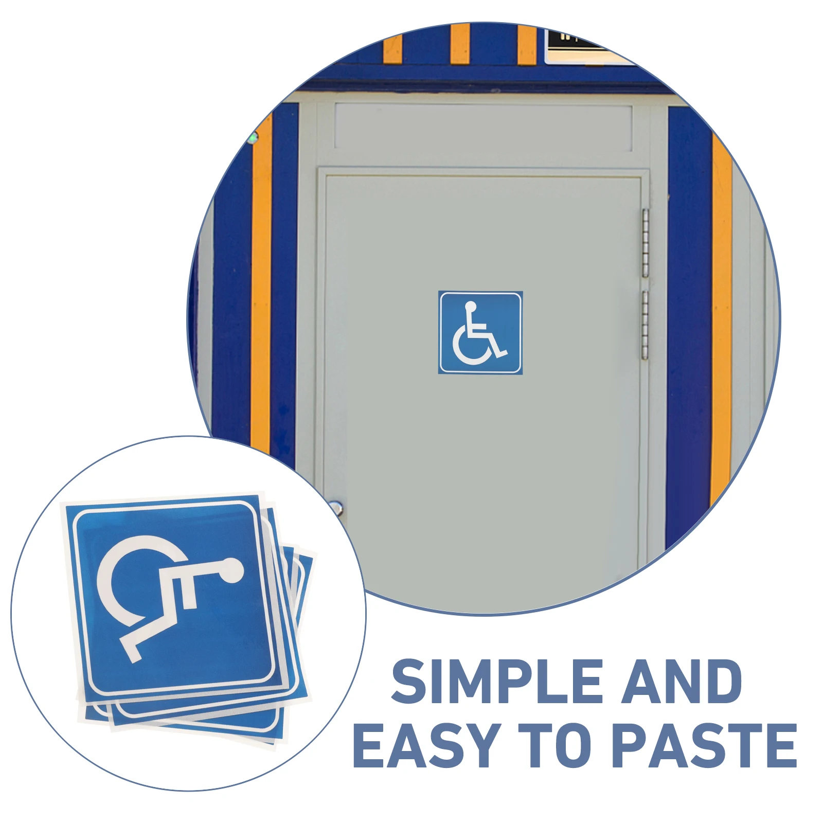 4 Sheets PVC Self adhesive Stickers 3 Inch Wheelchair Self Adhesive Disabled Wheelchair Sticker Sign for Car Window Restroom