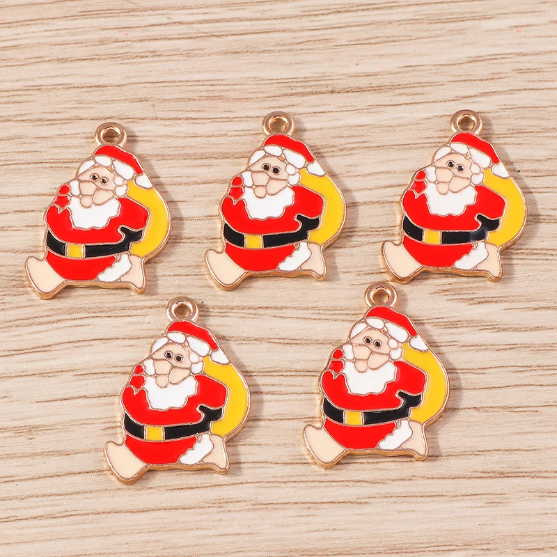 10 Stück 16x22mm Niedliche Weihnachts-Weihnachtsmann-Anhänger für Schmuckherstellung Neujahr Ohrringe Halsketten DIY Bastelzubehör – Detail 6
