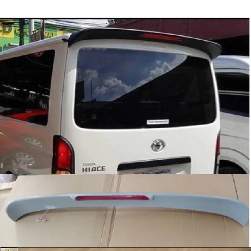 for 2005 06 07 08 09 10 11 12 13 -2017 Toyota  hiace 200 series lip spoiler tail wing ABS material of the top wing get LED light