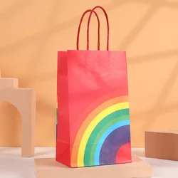 Sacchetto regalo arcobaleno portatile da 16 pezzi sacchetto portatile arcobaleno nuovo sacchetto di carta Kraft europeo sacchetti di carta confezione regalo confezione regalo