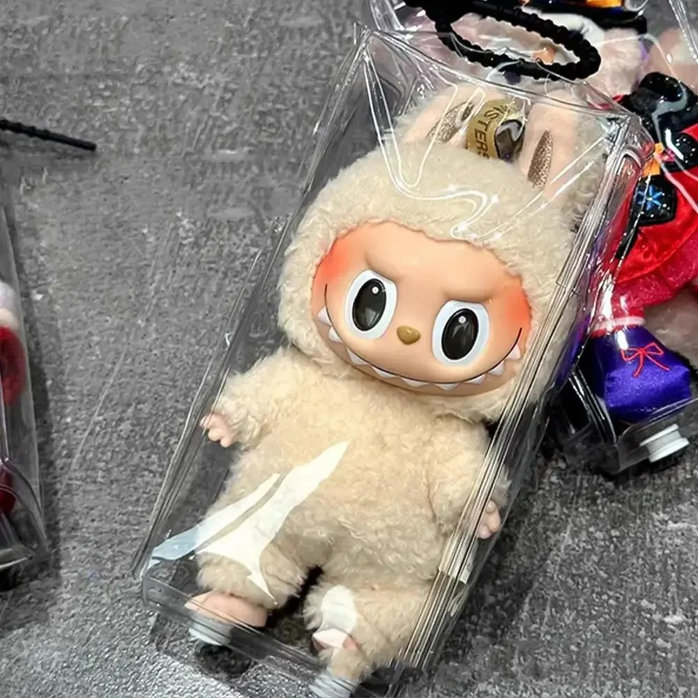 

Transparent Dolls Storage Bag with Keychain for Labubu Dolls Organizer Pouch Doll Dustproof Bag