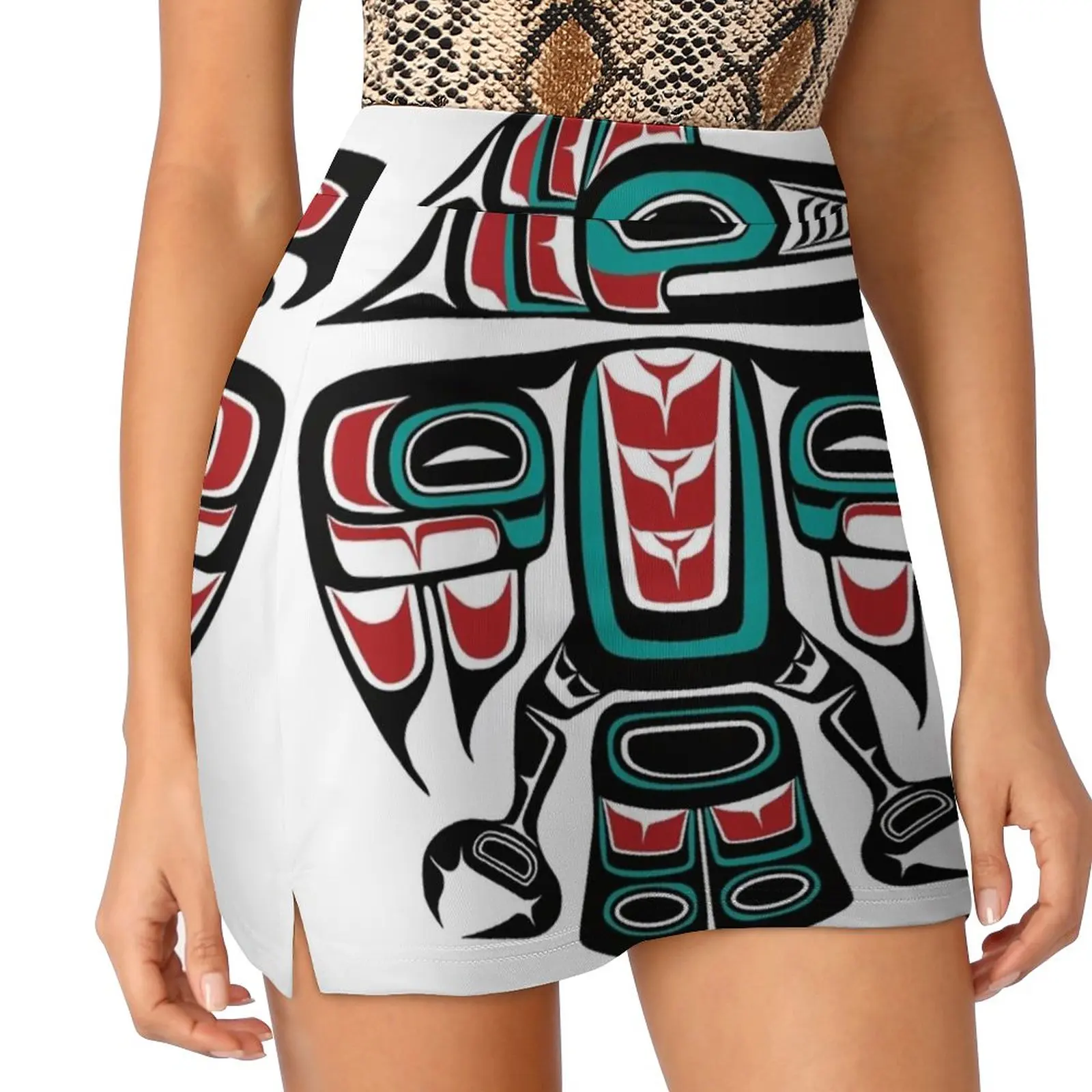 Haida Tlingit Native Raven Totem Women's skirt Sport Skort Skirt With Pocket Fashion Korean Style Skirt 4Xl Skirts Raven Haida