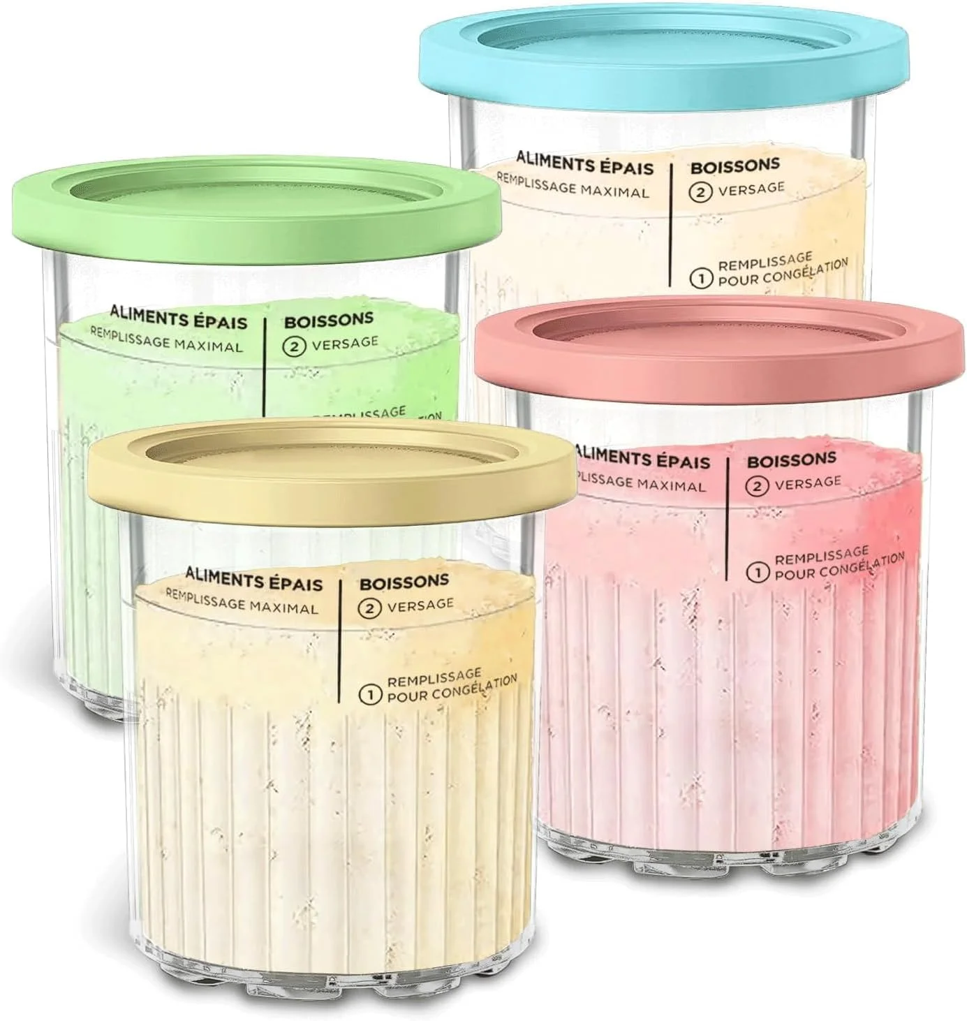 Replacement Pints Lids Set for Ninja NC500 NC501 Creami Deluxe Ice Cream Containers Family Size Frozen Yogurt Storage Cups