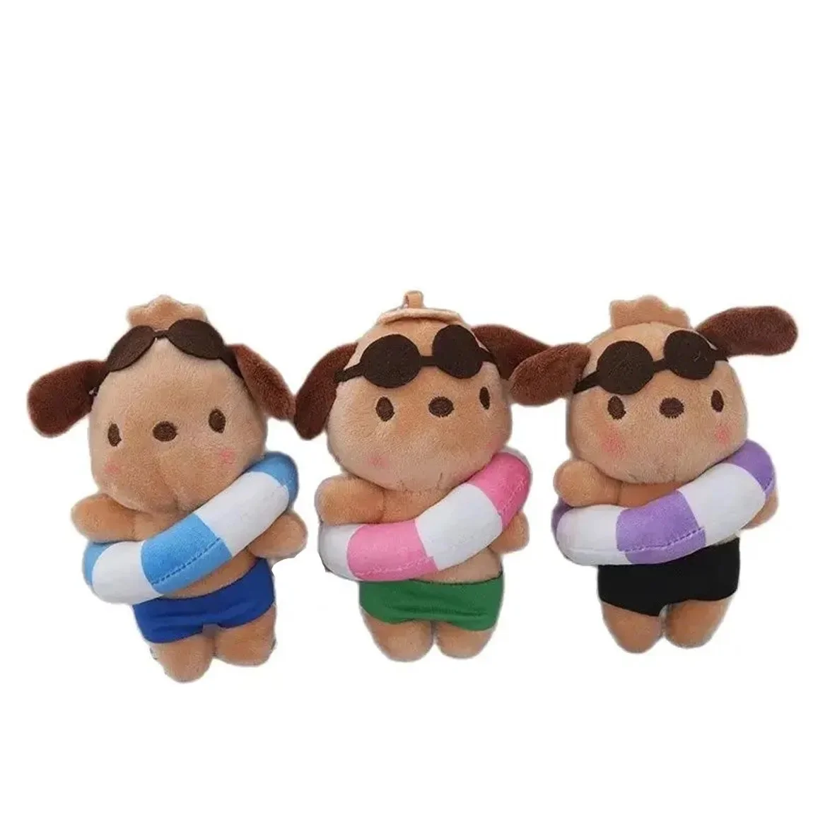 12pcs/lot 4inch Cute Swimming dog plush keyring toys stuffed dog doll  key chain gifts