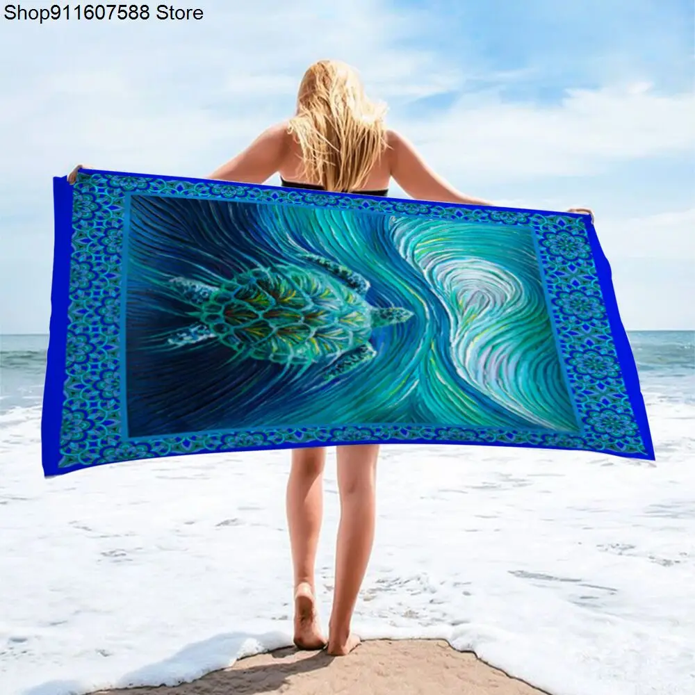 3D Turtle Landscape Blanket Seaside Sunscreen Blanket Quick Drying Bath Towel Bathroom Home Textile Personalized Bath Towel