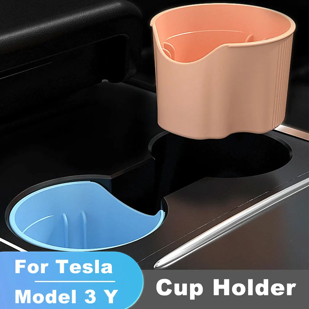 

For Tesla Model Y Car Model3 Silicone Round Water Cup Holder Center Console Storage Box Accessories Water Proof Car Coasters