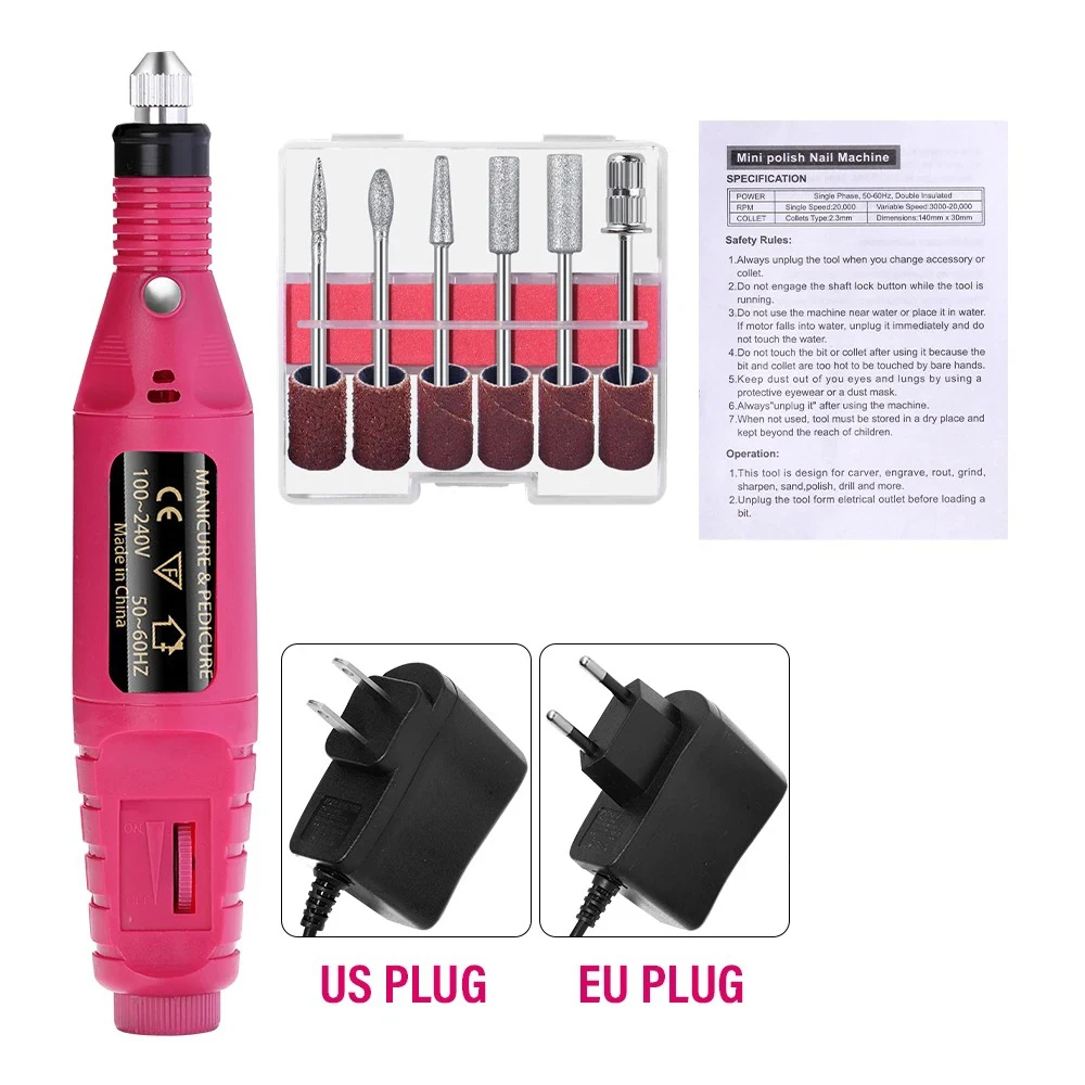 LULAA Elektrische nagelboorset Draagbare nagelvijlmachine Nagelroterend gereedschap Manicure met USB-kabel Kerstcadeau voor vrouwen