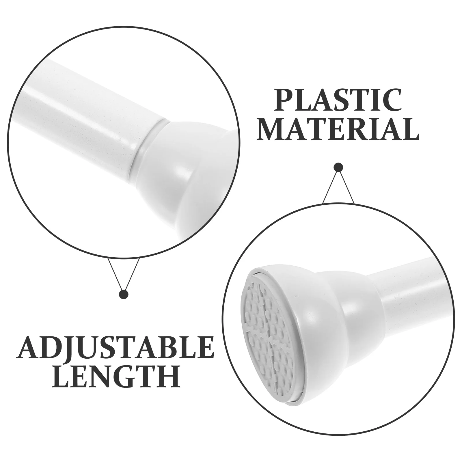 

Adjustable Tension Curtain Rod Shower Bath Clothes Drying Pole Non-Slip Wall Mount Free Heavy Duty Plastic Telescoping Rod