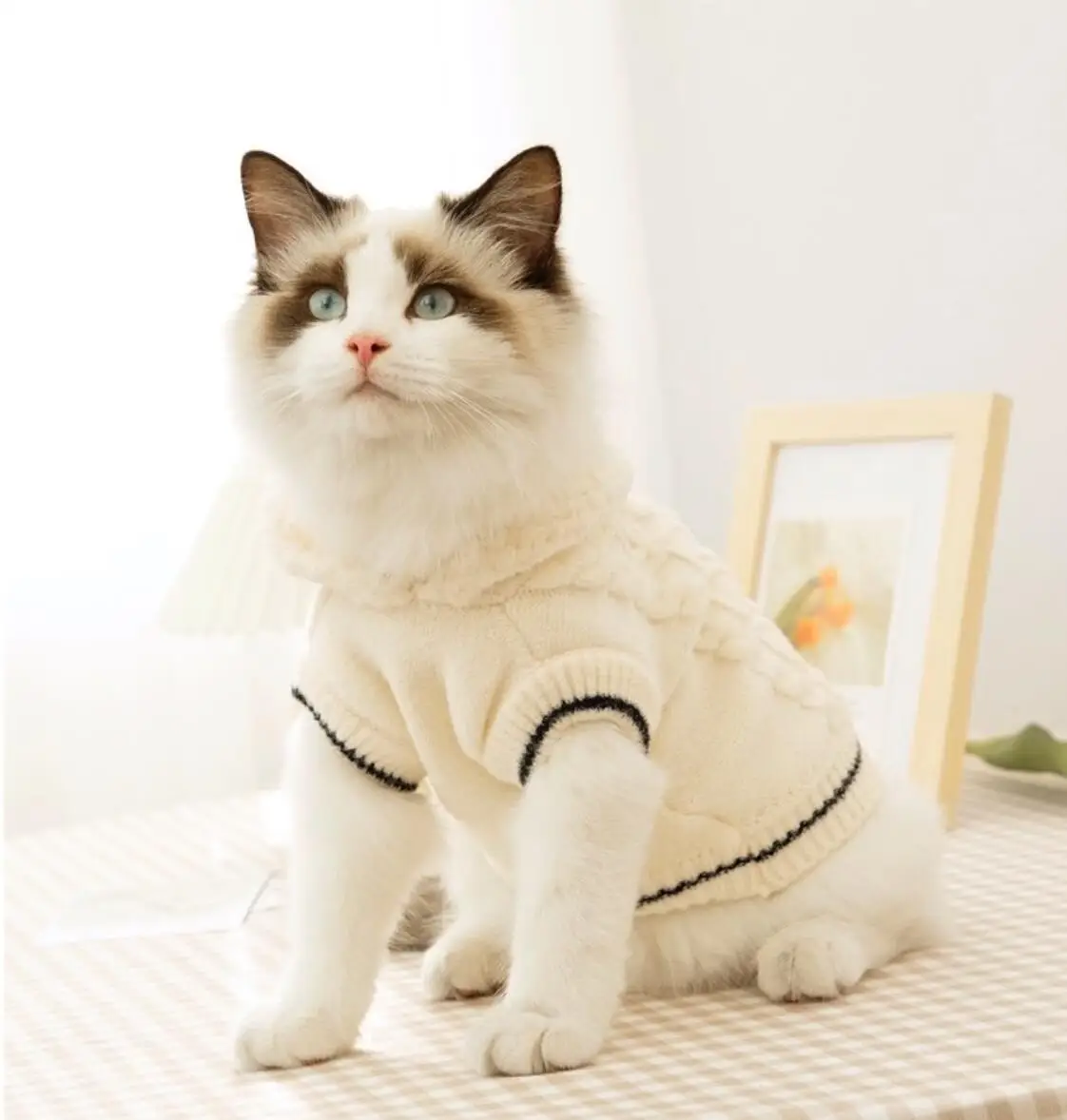 

Cat Winter Clothes Knitted Pet Sweater For Small Dogs Puppy Cat Vest