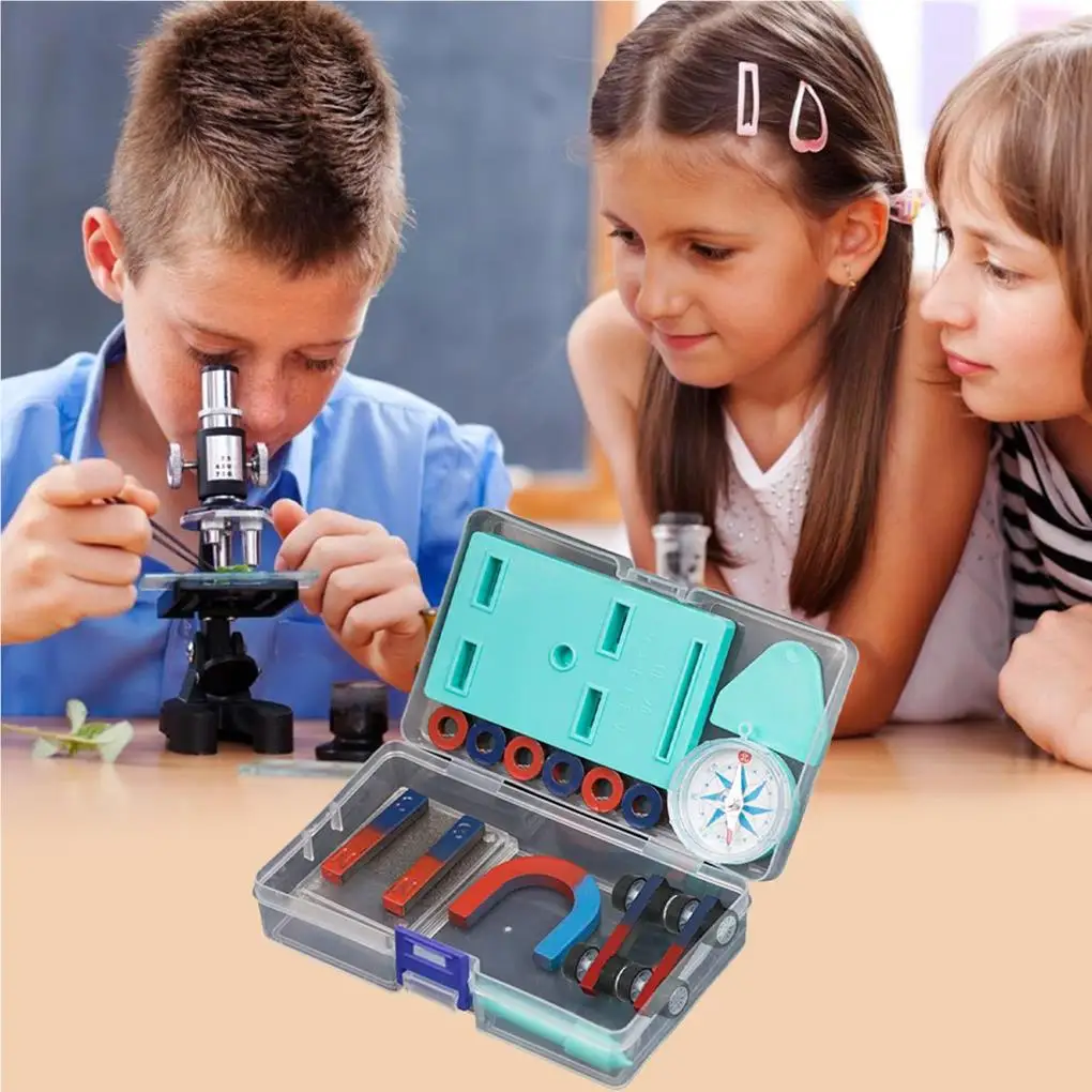 1 Juego de imanes de experimento científico Popular para magnetismo físico, instrumento de prueba de enseñanza para niños, juguete, brújula de herradura, Kit de herramientas de regalo