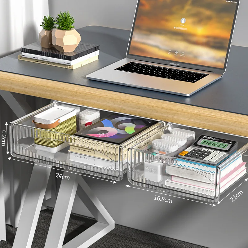 

Desktop clutter desk stationery invisible storage no-drilling under-desk drawer shelf hanging pull-out storage box