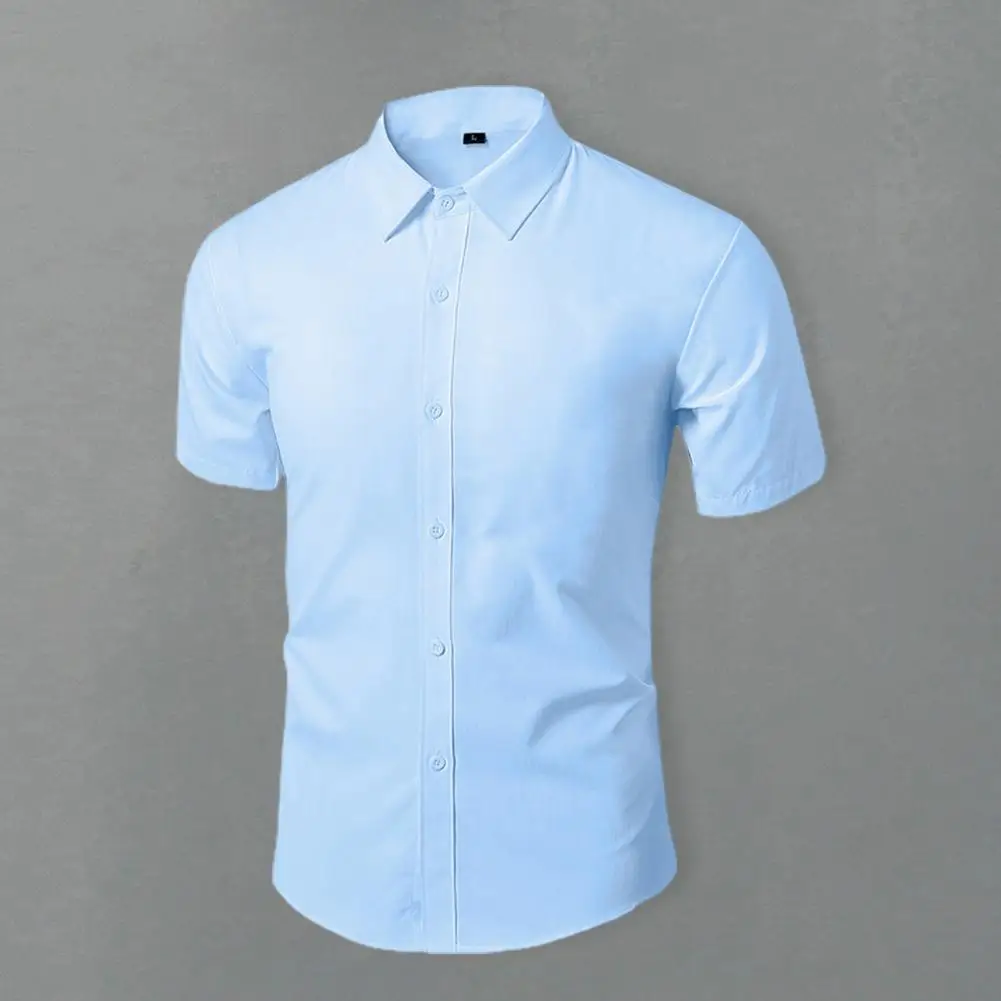 Men Shirt Single-breasted Energetic Daily Wear Mens Summer Short-Sleeve Shirt   Summer Shirt  Office Clothes