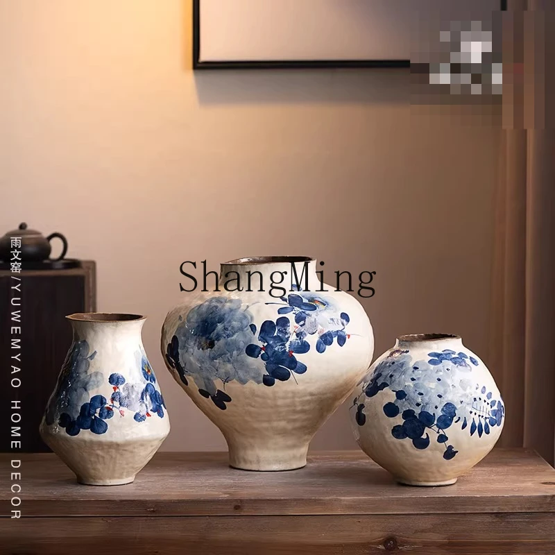 FG  blue and white porcelain ceramic vase living room flower arrangement antique style home countertop classical flower ware