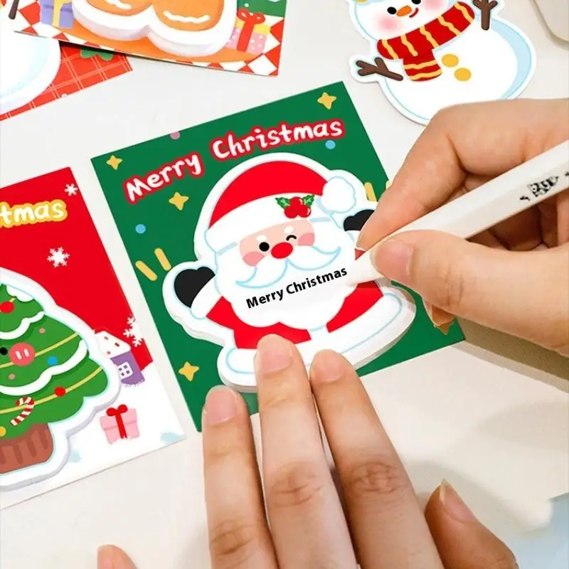 5Pcs Christmas Tree Shaped Sticky Notes Festive Memo Pads For Students Holiday Decoration Removable Adhesive