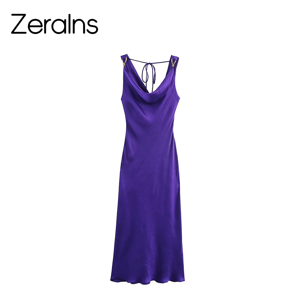 فستان ZERAINS لخريف جديد على الطراز الأوروبي والأمريكي برقبة على شكل حرف V وإكسسوارات ملابس داخلية على طراز MIDI #1