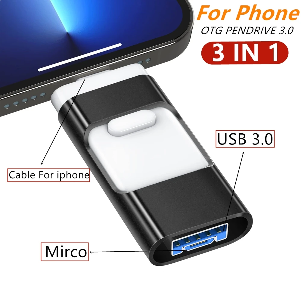 Flash Drive USB 3.0, Phone USB Stick, USB Stick 256GB 512GB 1TB 3 in 1 USB Stick for Phone, USB Flash Drive 128GB Memory Stick