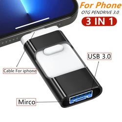 Flash Drive USB 3.0, Phone USB Stick, USB Stick 256GB 128GB 64GB 3 in 1 USB Stick for Phone, USB Flash Drive 32GB Memory Stick