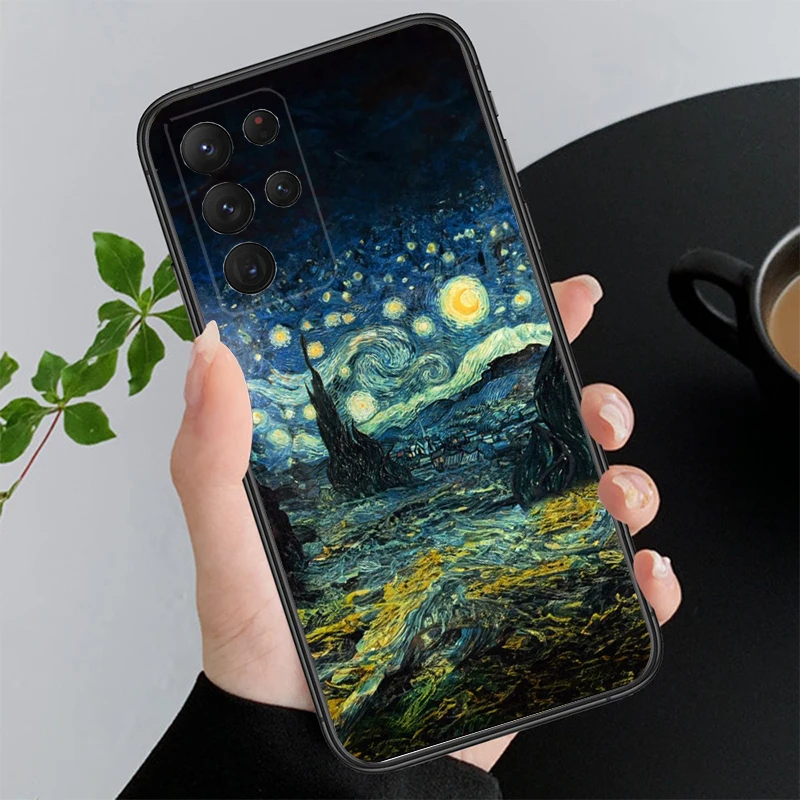 Moon Wave Cloud River Mountain Sceneary Phone Case For S24 S23 S22 S21 S20 Ultra S20 S22 S21 S23 S20 FE S24 Plus