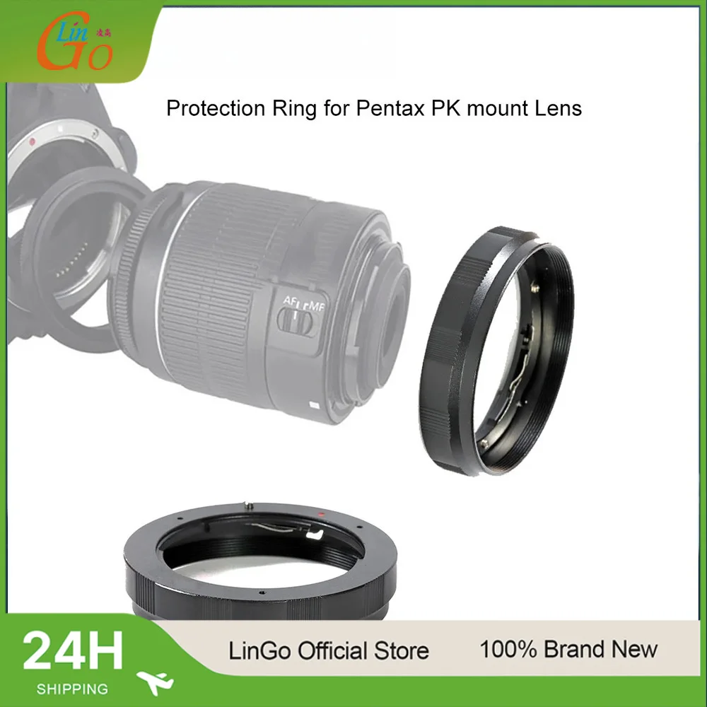 Lin Go Ringadapter Makro-Konverter für Pentax PK-Bajonett-Objektive, 58mm Filtergewinde Kameraobjektiv-Schutzkappe Montagering