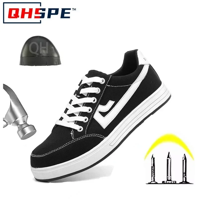 steel-toe-labor-protection-shoes-anti-smashing-and-puncture-rubber-soles-canvas-breathable-durable-and-fashionable-men's-shoes